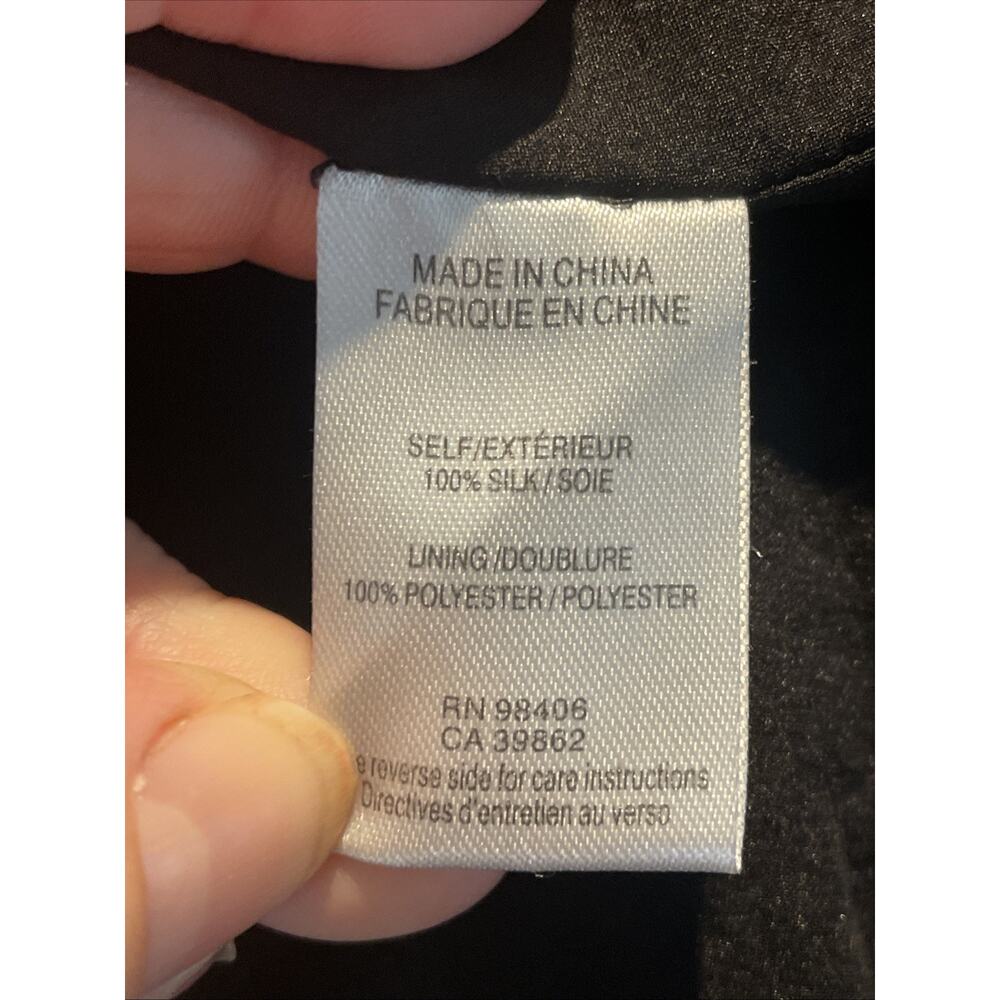 Theory Sz L Liev Wrap Dress Long Puff Sleeve V-Neck Black Cicero Silk Minimalist - Picture 8 of 9